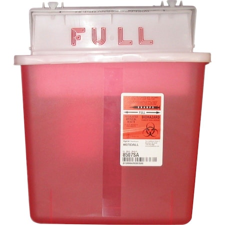 Covidien Sharps Container, w/ Counter Balanced Lid, 5 Quart, Red CVDK5SS1007SA
